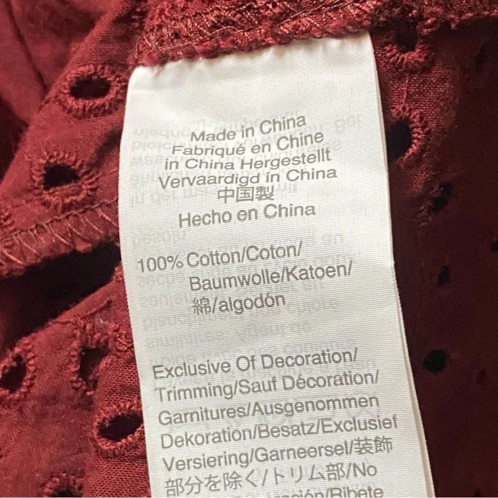 Like New Madewell Burgundy Broderie Anglaise Cotton Top